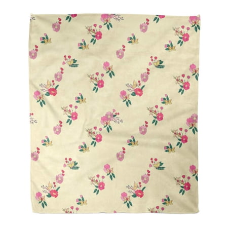 ASHLEIGH Flannel Throw Blanket Watercolor Abstract Floral Vintage Pattern Wildflowers and Butterfly Autumn Soft for Bed Sofa and Couch 50x60 Inches