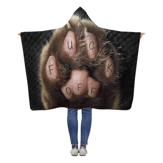 ASHLEIGH Funny Cat Paw Hooded Throw Blanket 50x60 inches Kids Girls Boys Toddler Blankets with Hood