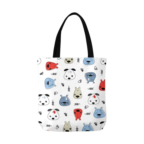 ASHLEIGH Funny Puppy Dogs with Footprints for Kids Canvas Tote Bags Reusable Shopping Bags Grocery Bags Party Supply Bags for Women Men Kids, 14.57"(L) x 3.74"(W) x 14.17"(H)