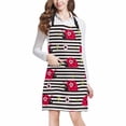 thumbnail image 1 of ASHLEIGH Hipster Cute Cartoon Ladybug with Flowers on Stripes Unisex Adjustable Bib Apron with Pockets for Women Men Girls Chef for Cooking Baking Gardening Crafting, 1 of 2