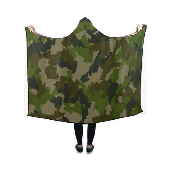 ASHLEIGH Hooded Throw Wrap Camouflage Wearable Hooded Blanket 40x50 Inch Comfortable Softness Robe