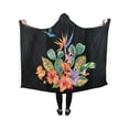 thumbnail image 1 of ASHLEIGH Hummingbird Cactus Flowers Hooded Blanket Pilling Polar Fleece Hooded Throw Wrap 40x50 inch, 1 of 3