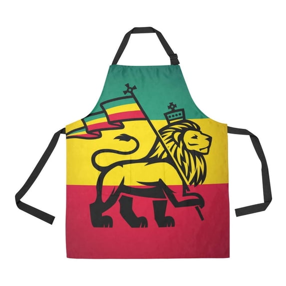 ASHLEIGH Kitchen Aprons Reggae Musi Rastafari Flag Adjustable Bib Apron with Pockets for Women Men