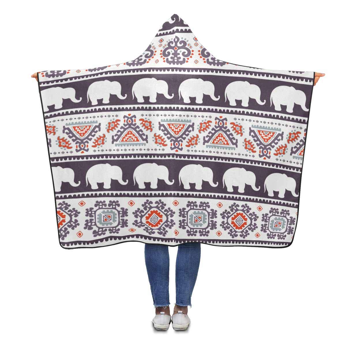 Paisleys Elephant Print Hooded Blanket