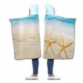 thumbnail image 1 of ASHLEIGH Seashells Seashore Beach Custom Hooded Blanket Throw Blanket Wearable Hooded Blanket 56x80 inch, 1 of 2