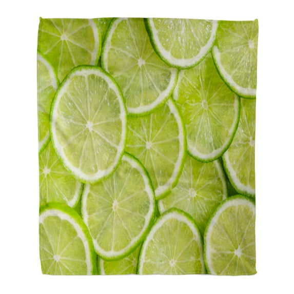 ASHLEIGH Semtomn Decorative Throw Blanket 50x60 Inches Lemon Green Citrus Fruit of Lime Slices Health Juice Warm Flannel Soft Blanket for Couch Sofa Bed