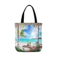 thumbnail image 1 of ASHLEIGH Summer Seascape Palms Sun Flowers and Transparent Curtains Canvas Tote Canvas Shoulder Bag Resuable Grocery Bags Shopping Bags for Women Men Kids, 1 of 3