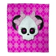 thumbnail image 1 of ASHLEIGH Throw Blanket 50x60 Inches Crossbones Girly Skullz Emo Skull with Pink Heart Eyes and Bows on Argyle Abstract Warm Flannel Soft Blanket for Couch Sofa Bed, 1 of 1
