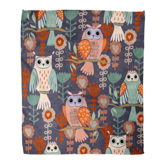 ASHLEIGH Throw Blanket 50x60 Inches Pattern Owl Sitting Branches Modern Adorable Warm Flannel Soft Blanket for Couch Sofa Bed