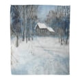 thumbnail image 1 of ASHLEIGH Throw Blanket 58x80 Inches Abstract Winter Landscape The House Stands Among Trees Ahead of Clearing Warm Flannel Soft Blanket for Couch Sofa Bed, 1 of 1