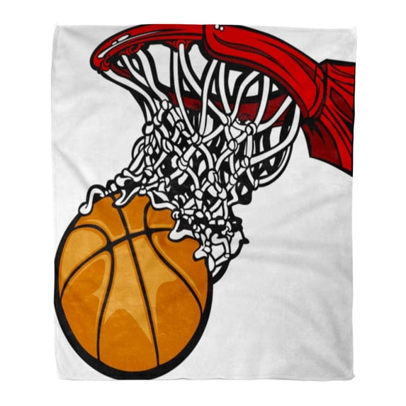 ASHLEIGH Throw Blanket 58x80 Inches Net Basketball Hoop with Cartoon Ball Rim Shot Backboard Equipment Sport Warm Flannel Soft Blanket for Couch Sofa Bed