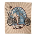 thumbnail image 1 of ASHLEIGH Throw Blanket 58x80 Inches Pin Up Girl on Motorcycle Monochrome Vintage White All Text are The Separate Warm Flannel Soft Blanket for Couch Sofa Bed, 1 of 1