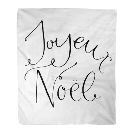 ASHLEIGH Throw Blanket 58x80 Inches Red Hand Joyeux Noel French Phrase Means Merry Christmas Whimsical Lettering Warm Flannel Soft Blanket for Couch Sofa Bed