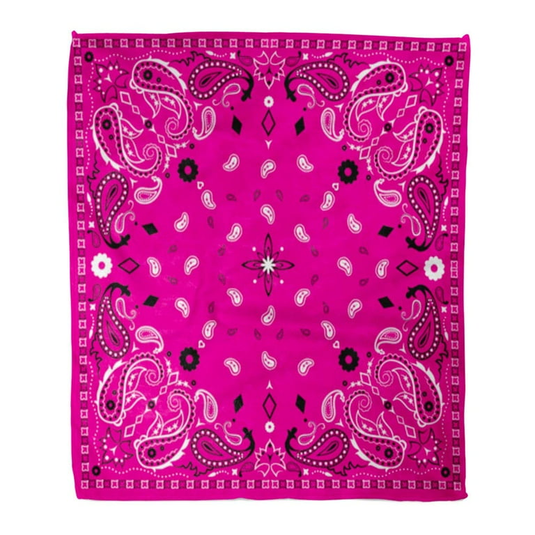 ASHLEIGH Throw Blanket Warm Cozy Print Flannel Colorful Bandanna Pink Paisley Bandana Pattern Scarf Abstract Artistic Black Comfortable Soft for Bed Sofa and Couch 58x80 Inches Walmart