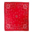 thumbnail image 1 of ASHLEIGH Throw Blanket Warm Cozy Print Flannel Colorful Pattern Red Paisley Bandana Green Bandanna Comfortable Soft for Bed Sofa and Couch 50x60 Inches, 1 of 1