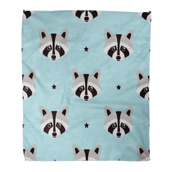 ASHLEIGH Throw Blanket Warm Cozy Print Flannel Colorful Racoon Raccoon Pattern in Flat Graphics Cute Comfortable Soft for Bed Sofa and Couch 50x60 Inches