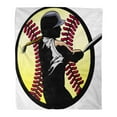 thumbnail image 1 of ASHLEIGH Throw Blanket Warm Cozy Print Flannel Girl Softball Batter Hitting Home Run Silhouetted in Fast Pitch Baseball Comfortable Soft for Bed Sofa and Couch 50x60 Inches, 1 of 1