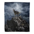 thumbnail image 1 of ASHLEIGH Throw Blanket Warm Cozy Print Flannel Gray Lone Wolf Sings His Song on Top at Night Anxious Comfortable Soft for Bed Sofa and Couch 58x80 Inches, 1 of 1