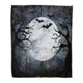 thumbnail image 1 of ASHLEIGH Throw Blanket Warm Cozy Print Flannel Halloween Full Moon Silhouettes of Bats Terrible Dead Trees on Dark Spooky Comfortable Soft for Bed Sofa and Couch 50x60 Inches, 1 of 1