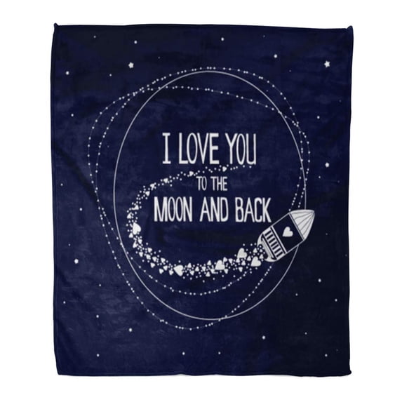 ASHLEIGH Throw Blanket Warm Cozy Print Flannel I Love You to The Moon and Back Hearts Stars This As Valentine Day Comfortable Soft for Bed Sofa and Couch 58x80 Inches