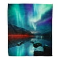 thumbnail image 1 of ASHLEIGH Throw Blanket Warm Cozy Print Flannel Large Northern Lights Aurora Borealis Display Glowing Over Mountain Pass Comfortable Soft for Bed Sofa and Couch 58x80 Inches, 1 of 1