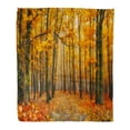 thumbnail image 1 of ASHLEIGH Throw Blanket Warm Cozy Print Flannel Orange Fall Autumn Forest Foggy Morning Picturesque Fog in The Brown Trail Comfortable Soft for Bed Sofa and Couch 50x60 Inches, 1 of 1
