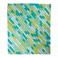 thumbnail image 1 of ASHLEIGH Throw Blanket Warm Cozy Print Flannel Parallel Geometric Rectangle Diagonal Lines Pattern in Teal and Yellow Abstract Comfortable Soft for Bed Sofa and Couch 50x60 Inches, 1 of 1