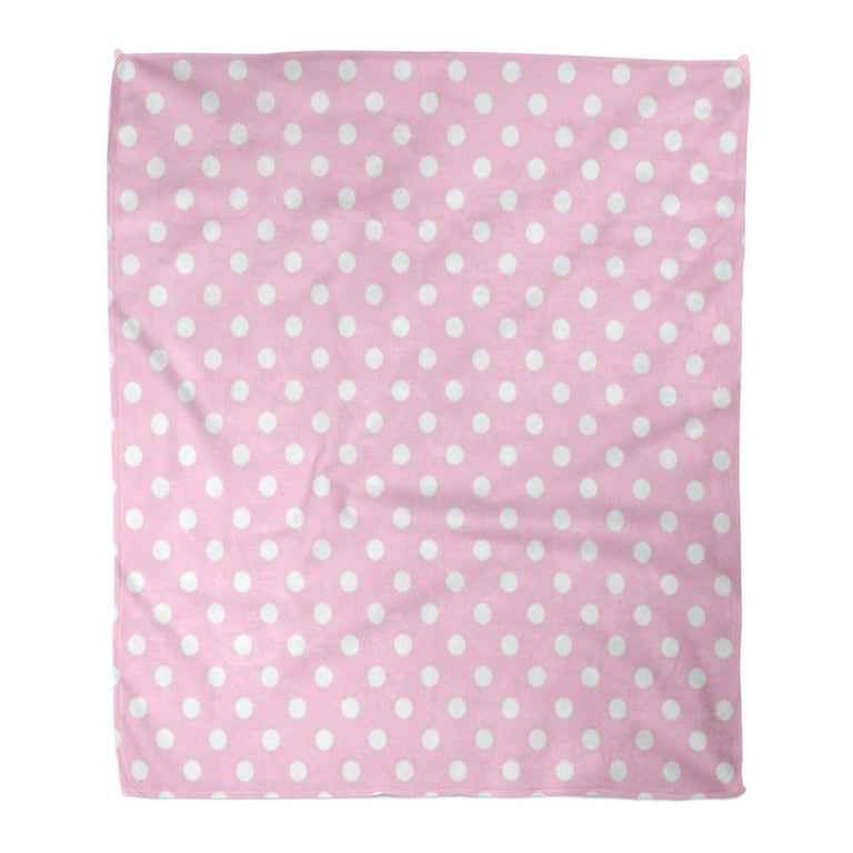ASHLEIGH Throw Blanket Warm Cozy Print Flannel Pink Polkadot Polka Dot Pattern White Announcement Baby Birth Birthday Bright Comfortable Soft for Bed Sofa and Couch 50x60 Inches Walmart