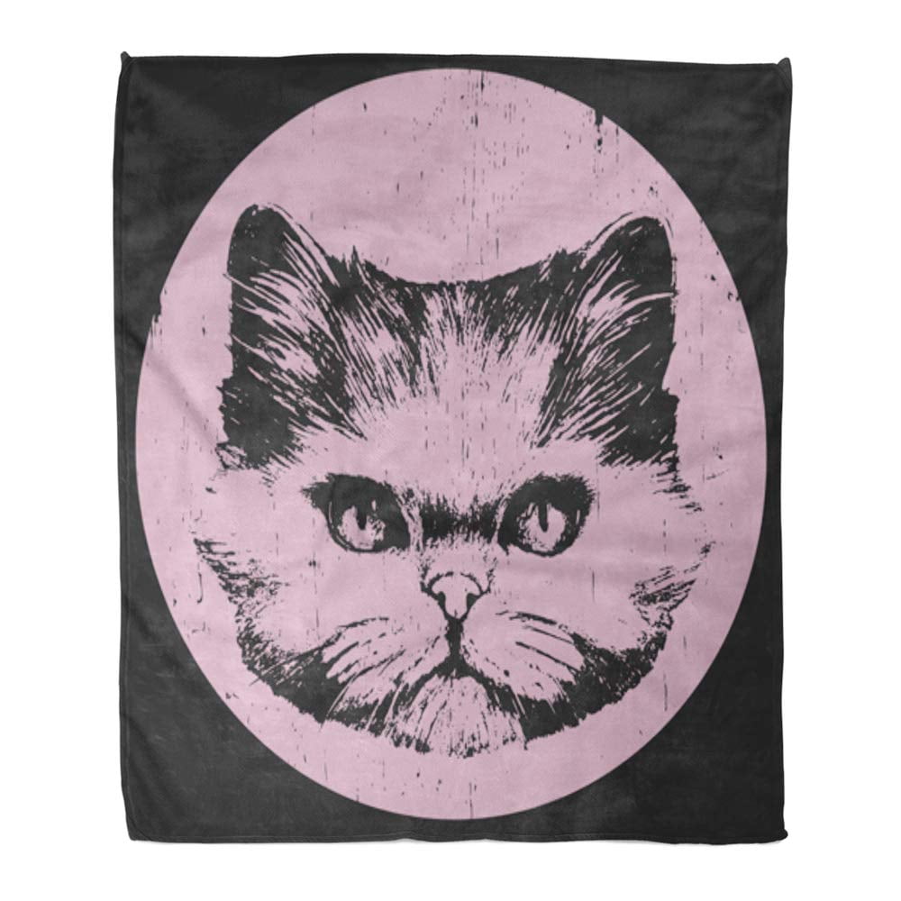 ASHLEIGH Throw Blanket 50x60 Inches Gray Angry Persian Cat Face Cartoon  Domestic Feline Funny Furry Gloomy Warm Flannel Soft Blanket for Couch Sofa  Bed 