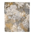 thumbnail image 1 of ASHLEIGH Throw Blanket Warm Cozy Print Flannel Vintage Monochrome Blurred Floral White Peonies on Light Grey and Gold Bokeh Comfortable Soft for Bed Sofa and Couch 50x60 Inches, 1 of 1