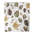 thumbnail image 1 of ASHLEIGH Throw Blanket Warm Cozy Print Flannel Watercolor Autumn Forest Hand Pine Cone Acorn Berry and Yellow Green Fall Comfortable Soft for Bed Sofa and Couch 58x80 Inches, 1 of 1