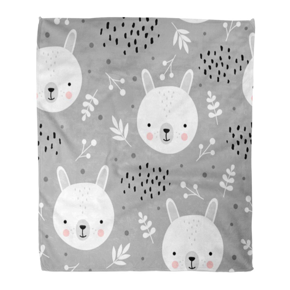 ASHLEIGH Throw Blanket Warm Cozy Print Flannel Watercolor Cute Rabbit ashleigh-throw-blanket-warm-cozy-print-flannel-watercolor-cute-rabbit