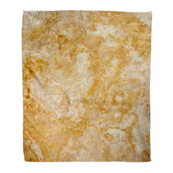 ASHLEIGH Throw Blanket Warm Cozy Print Flannel Yellow Marble Granite Brown Gold Burlap Abstract Comfortable Soft for Bed Sofa and Couch 50x60 Inches