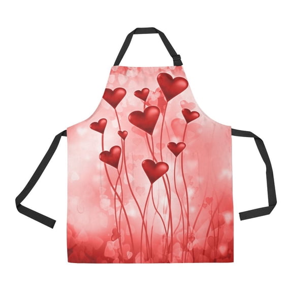 ASHLEIGH Valentine'S Day Abstract Love Heart Apron for Women Men Girls Chef with Pockets Red Unisex Adjustable Bib Apron Kitchen for Cooking Baking Gardening Home
