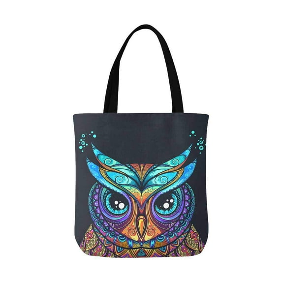 ASHLEIGH Vintage Owl with Tribal Ornament Canvas Tote Bag Shopping Bag Washable Grocery Tote Bag, Craft Canvas Bag for Women Men Kids