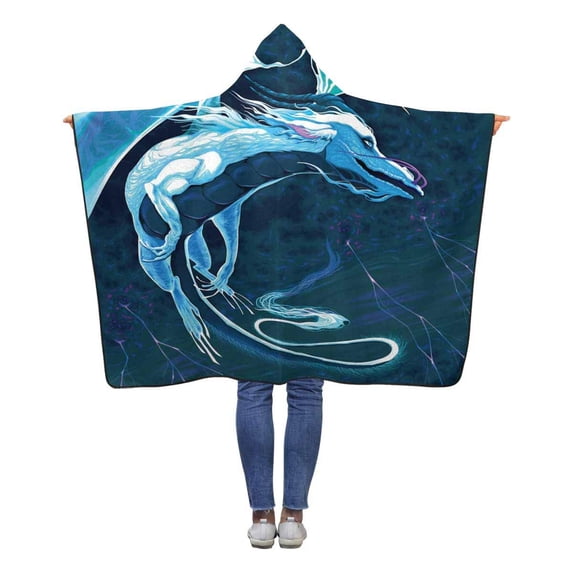 ASHLEIGH White Dragon Storm Wearable Hooded Blanket 50x60 inches Kids Girls Boys Toddler Polar Fleece Blankets Throw Wrap