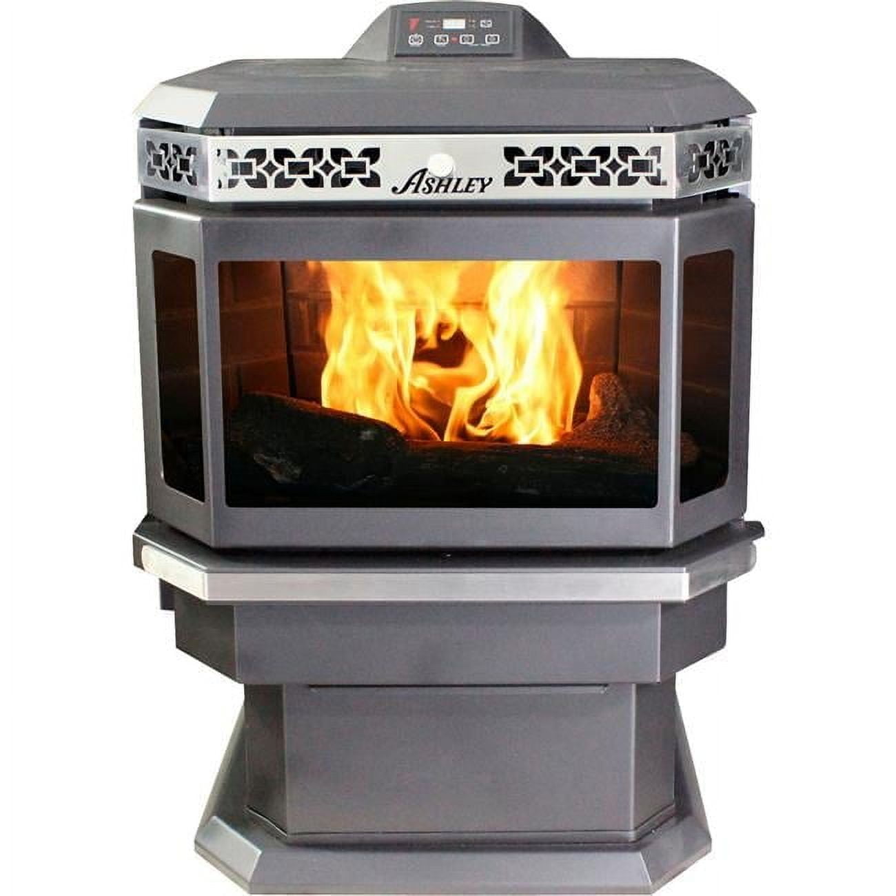 Ashley Hearth Black Steel Bay Front Pellet Stove Heater