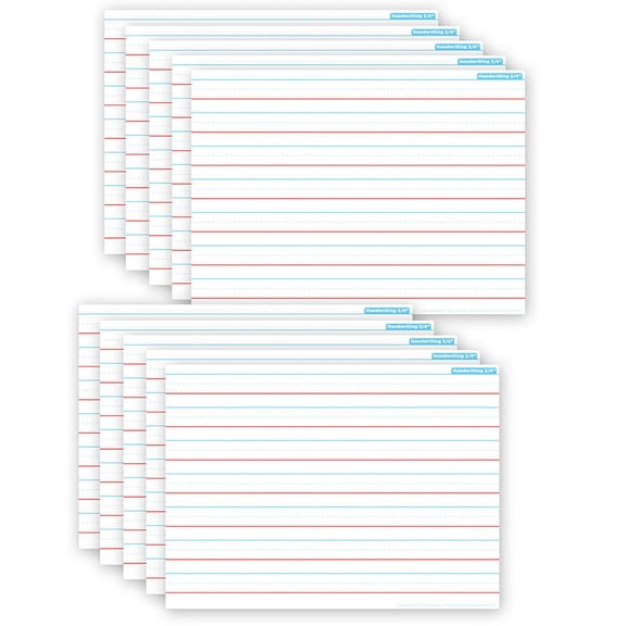 Ashley Productions Smart Poly PosterMat Pals Space Savers, 13" x 9-1/2", Handwriting 3/4", Pack of 10