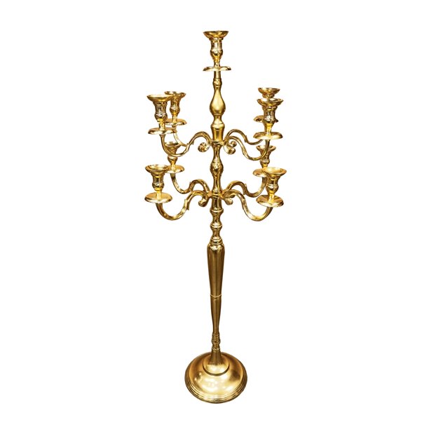 ASHLUXE Aurelia 60Inch Tall Metal Candelabra 9 Candle Holders Gold