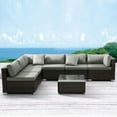 thumbnail image 1 of ASHOMELI 7 Pieces Patio Furniture Set Outdoor Sectional PE Rattan Sofa Water Repellent Fabric Weaving Rattan Wicker Patio Conversation Set with Coffee Table, 1 of 10