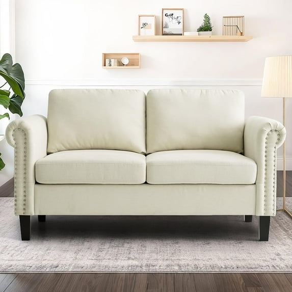 ASHOMELI Modern Living Room Sofa, Soft and Comfortable Couch, Loveseat Small Sofa, Easy to Clean and Assemble (Beige)