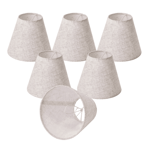 ASHOP Clip-On Chandelier Lamp Shades Set of 6, Beige Linen Small Lamp Shades for E12 Candelabra Bulbs