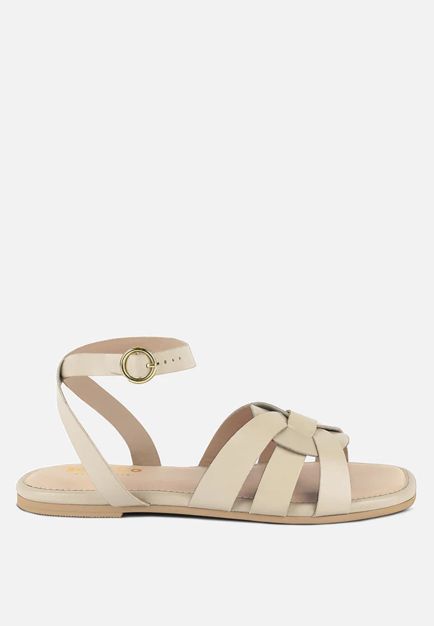 Ashton Beige Flat Ankle Strap Sandals