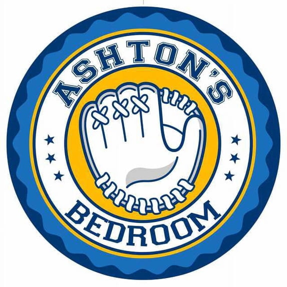 ASHTON'S Baseball Glove Bedroom 14" Round Metal Sign Boys Room 100140029122