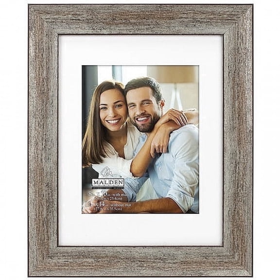 Malden - 8x10 Matted Picture Frame, Champagne Wood Finish Photo Frame for 11x14 Photos