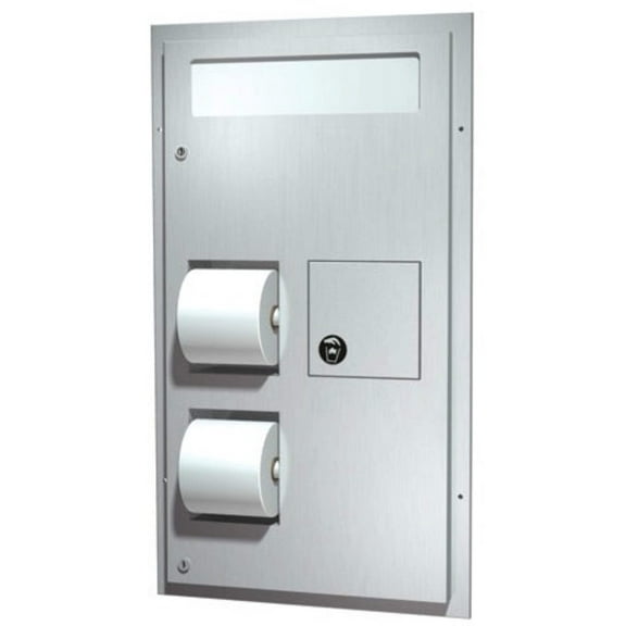 ASI-0481-R - Toilet Seat Cover Toilet Tissue Dispenser with Sanitary Napkin Disposal - Dual Access - Partition Mounted