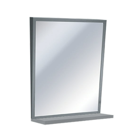ASI-0537-1630 - Mirror w/ Shelf - Fixed Tilt, Stainless Steel Frame 16"W X 30"H