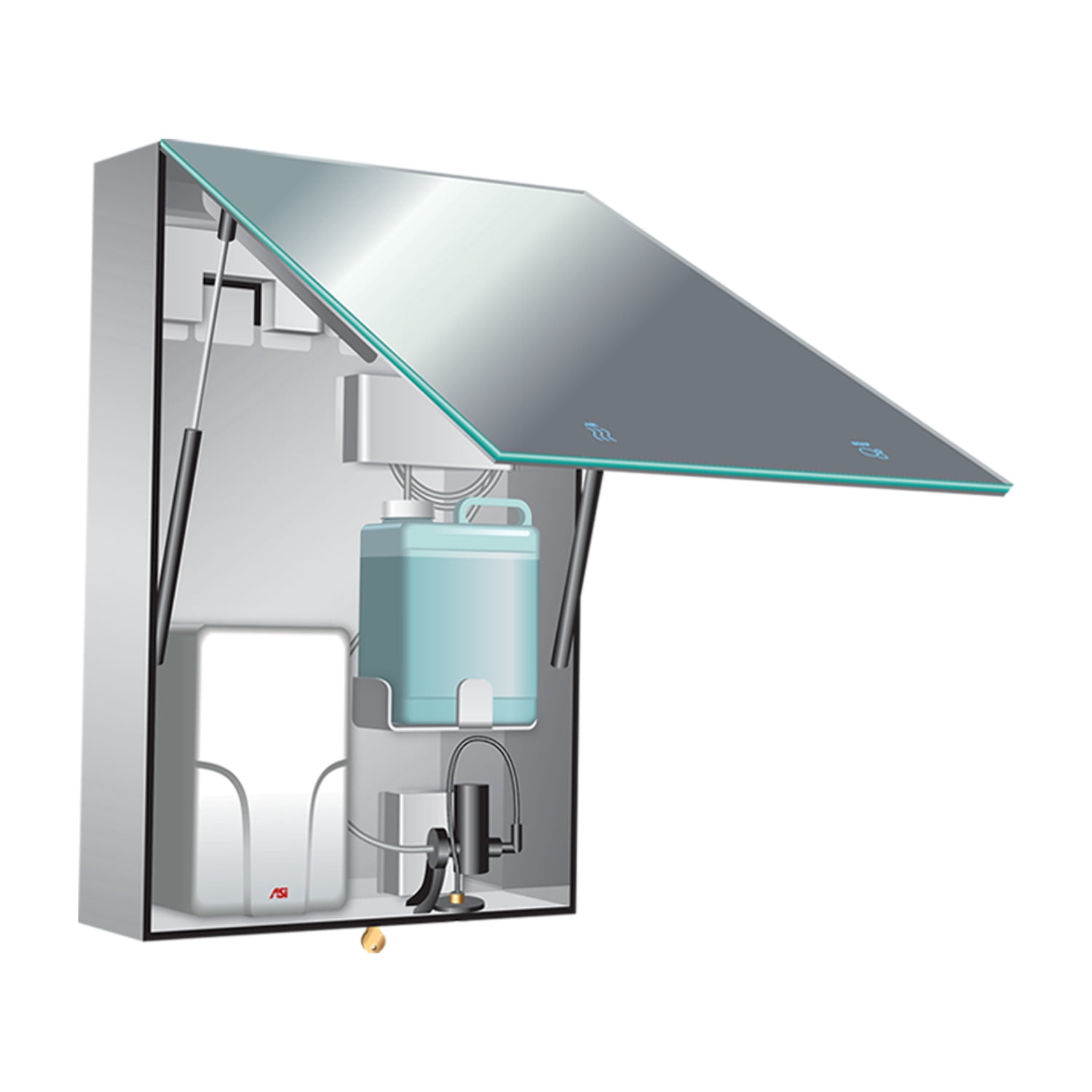 ASI-0663-2 - Velare™ BTM System - Stainless Steel Cabinet w/ Frameless Mirror, Foam Soap Dispenser and High Speed Hand Dryer