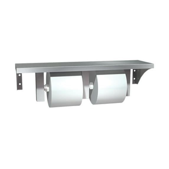 ASI 0697-GAL - Shelf w/ Double Toilet Tissue Holder Stainless Steel - Surface Mounted