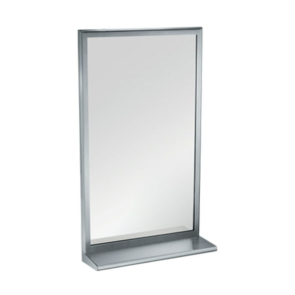 ASI 20655-2436 - Roval - Mirror with Shelf - Stainless Steel, Inter-Lok Frame - Plate Glass - 24"W X 36"H - Surface Mounted